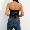 Halter Bodysuit with Hollow-out Rivet Design - Image 4