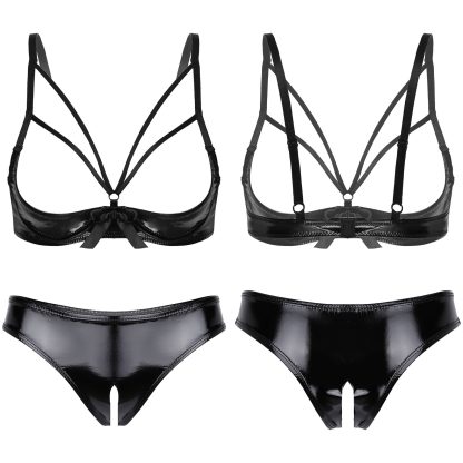 Open Cup Lingerie with Strappy Detailing