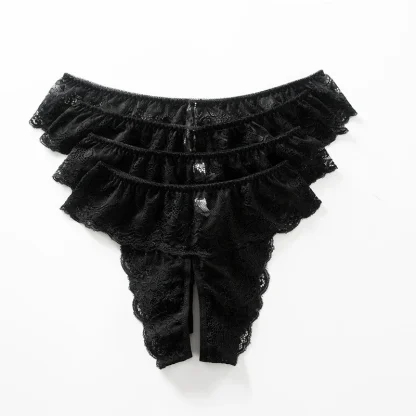 Plus Size Crotchless Sheer Lace Panty - Image 4