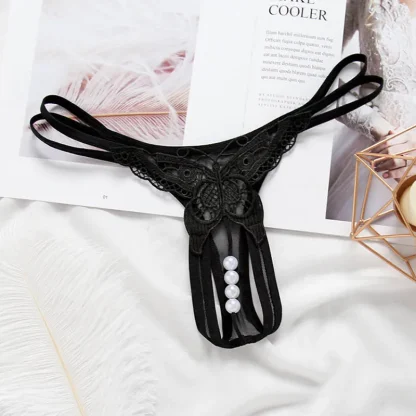 Hot Beaded Thong with Embroidered Butterfly - Image 8