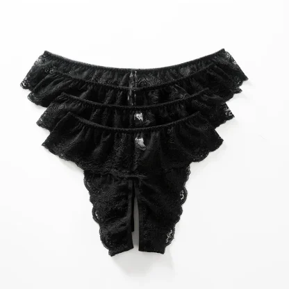 Plus Size Thong with Open Crotch Lace - Image 9
