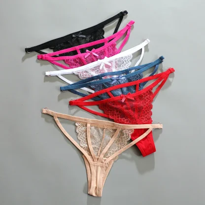 Sheer Lace Thong with Strappy Back Design - Image 12