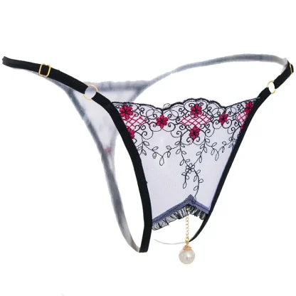 Crotchless G-string with Pearl-like Pendant