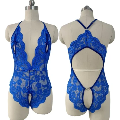 Open Crotch Bodysuit with Deep V-neck Detailing - Image 9