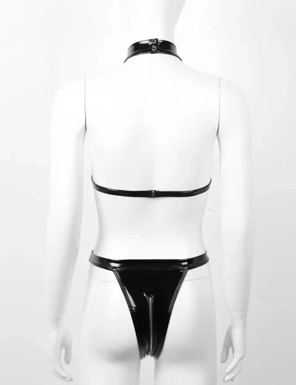 Strappy Halter Teddy with Zippered Crotch - Image 10
