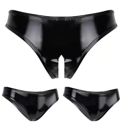 Sleek Black Panty with Open Crotch Design - Image 3