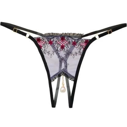 Crotchless G-string with Pearl-like Pendant - Image 4