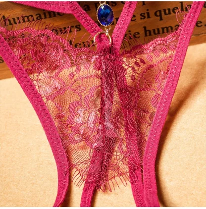 Strappy G-string with Sheer Lace - Image 10