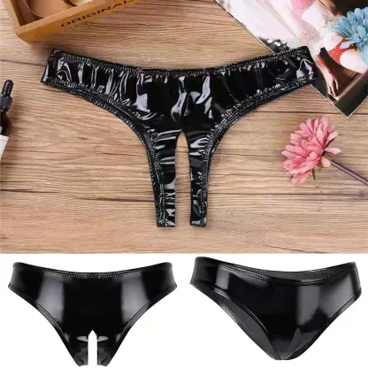 Sleek Black Panty with Open Crotch Design - Image 5