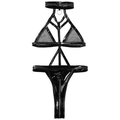 Strappy Halter Teddy with Zippered Crotch - Image 6