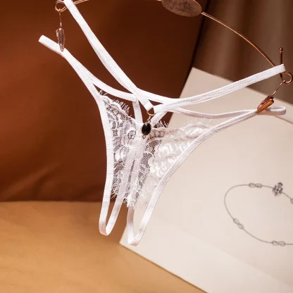 Strappy G-string with Sheer Lace - Image 5