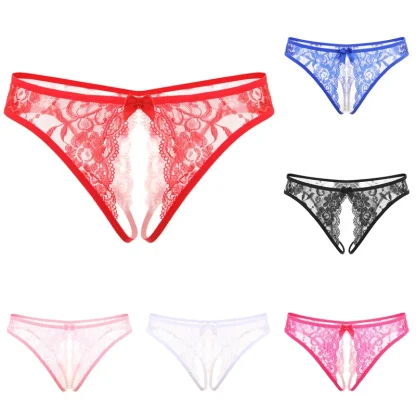 Sheer Lace Open Crotch Panties - Image 7