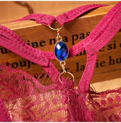 Strappy G-string with Sheer Lace - Image 8
