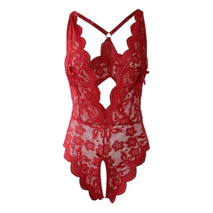 Open Crotch Bodysuit with Deep V-neck Detailing - Image 5