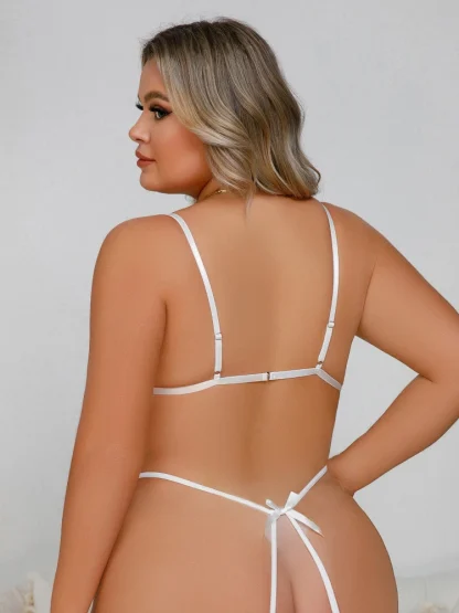 Plus Size Open Crotch Bodysuit with Lace - Image 4