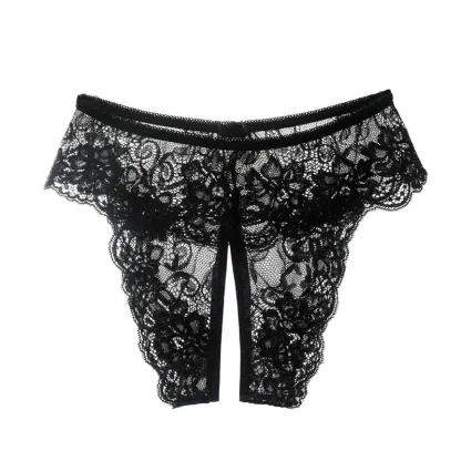 Open Crotch Panty with Transparent Lace - Image 14