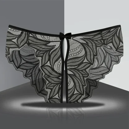 Open Crotch Sheer Panty with Mini Bowknot