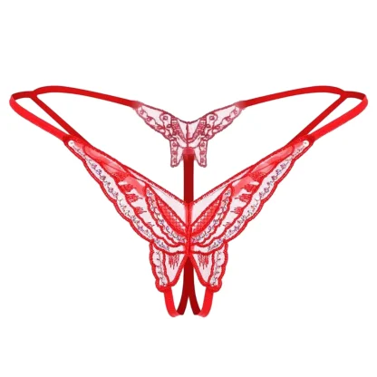 Embroidered G-strings with Butterfly Design