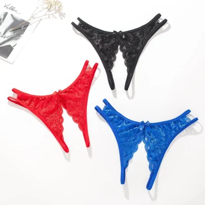 Sultry Open Crotch Panty with Floral Lace - Image 3