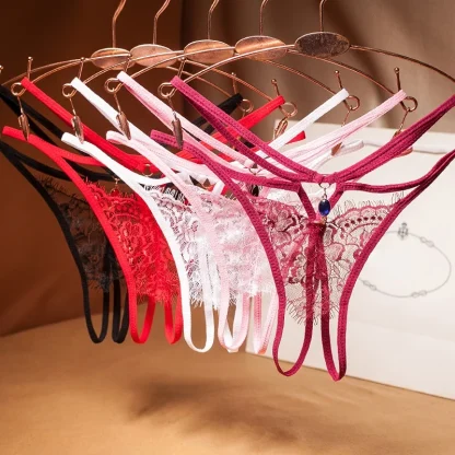 Strappy G-string with Sheer Lace - Image 12