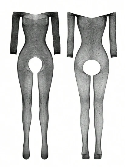 Off-shoulder Bodystocking with Open Crotch - Image 9