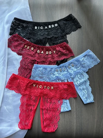 Crotchless Lace Panty with Custom Letters - Image 9