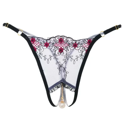 Crotchless G-string with Pearl-like Pendant - Image 3