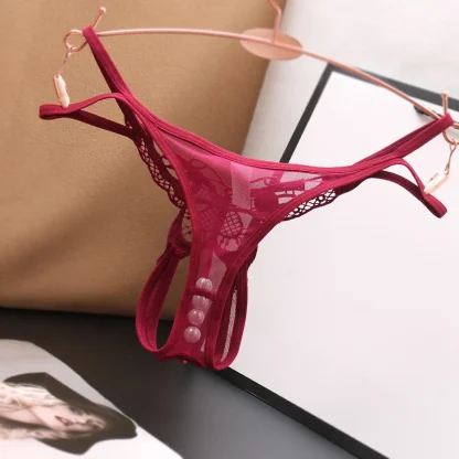 Hot Beaded Thong with Embroidered Butterfly - Image 2