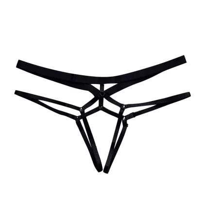 Elastic Crotchless Thong with Multi Strap Design - Image 3