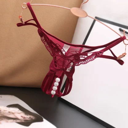 Hot Beaded Thong with Embroidered Butterfly - Image 3