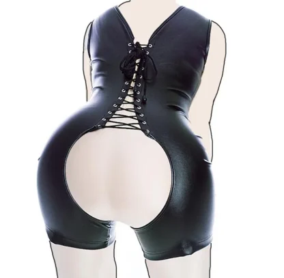Seductive Cutouts Bodysuit with Lace-up Design - Image 3