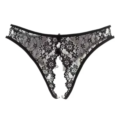 Sheer Lace Thong with Crotchless Design - Image 8