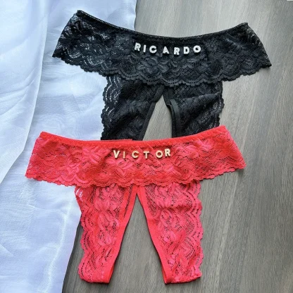 Crotchless Lace Panty with Custom Letters - Image 7