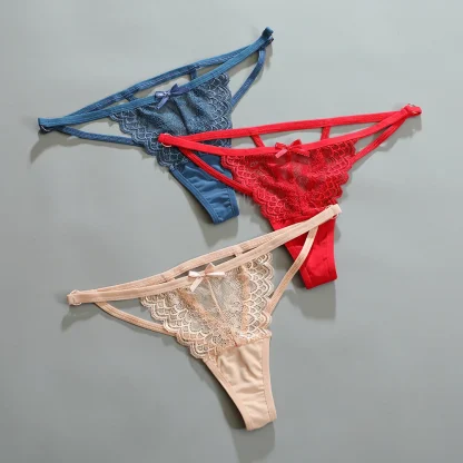 Sheer Lace Thong with Strappy Back Design - Image 11