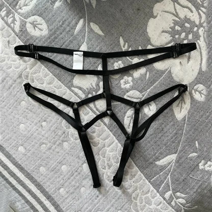 Elastic Crotchless Thong with Multi Strap Design - Image 4