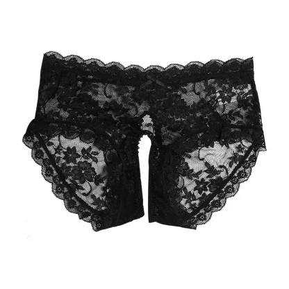 Floral Sheer Lace Panty with Open Crotch - Image 11