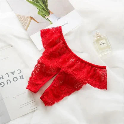 Crotchless Panties with Floral Sheer Lace - Image 6