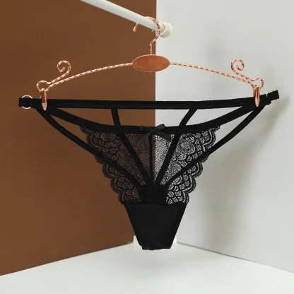 Sheer Lace Thong with Strappy Back Design - Image 2