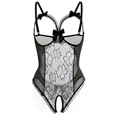 Open Cup Crotchless Lace Teddies - Image 8