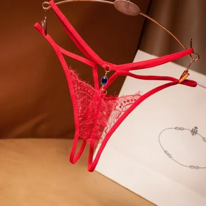Strappy G-string with Sheer Lace - Image 6