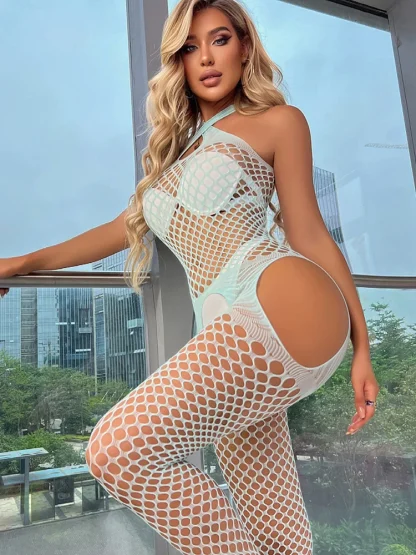 Tight Fishnet Bodystocking with Backless Design - Image 14
