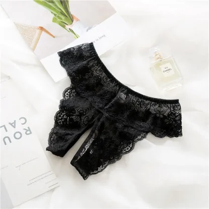 Crotchless Panties with Floral Sheer Lace - Image 5
