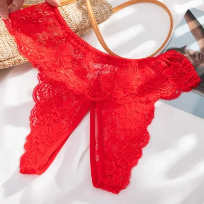 Plus Size Thong with Open Crotch Lace - Image 8