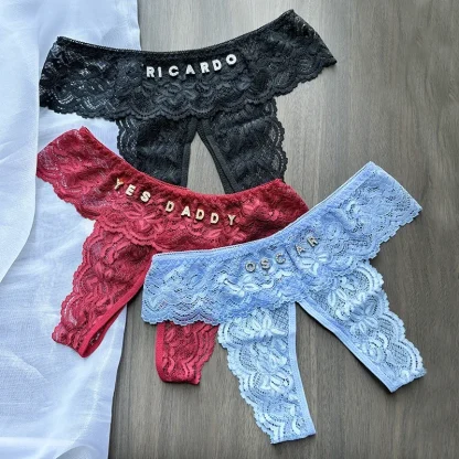 Crotchless Lace Panty with Custom Letters - Image 8