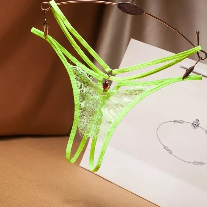 Strappy G-string with Sheer Lace - Image 4