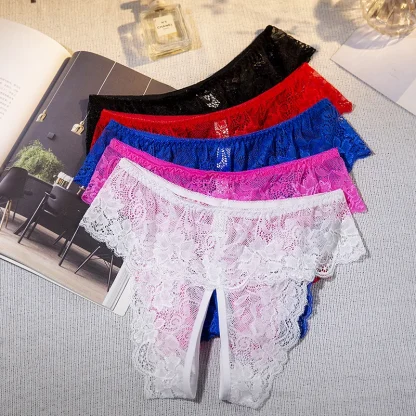Open Crotch Panty with Transparent Lace - Image 13