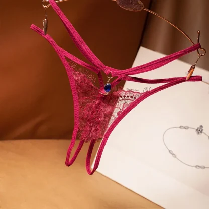 Strappy G-string with Sheer Lace - Image 7