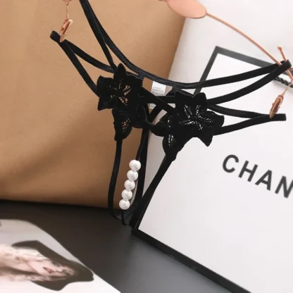 Strappy G-string with Sheer Lace - Image 2