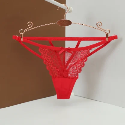 Sheer Lace Thong with Strappy Back Design - Image 3