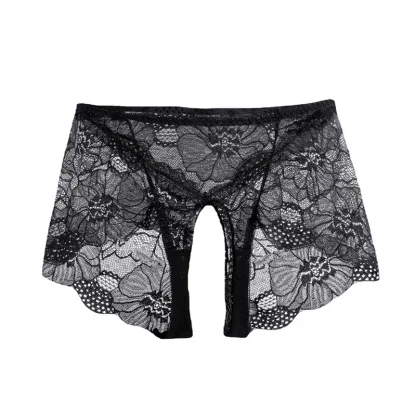 Hollow Out Crotch Panties with Floral Design - Image 13